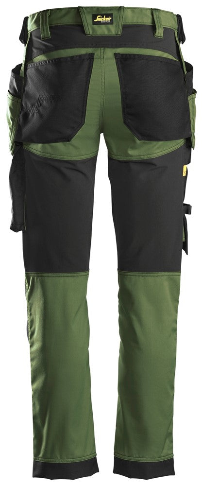 Snickers Allroundwork Stretch Slim Fit Trousers - Khaki Green/Black