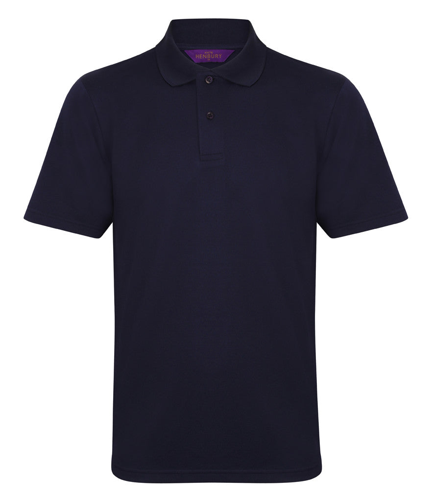 Henbury Coolplus® Wicking Piqué Polo Shirt - Navy - Medium