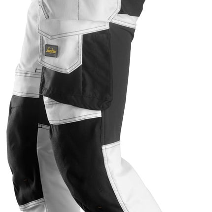 Snickers Allroundwork Stretch Slim Fit Trousers - White/Black