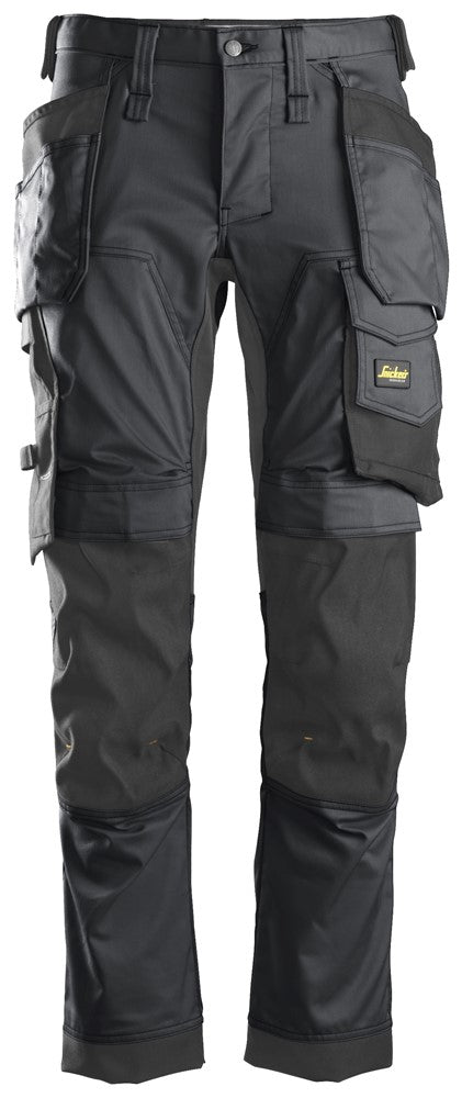 Snickers Allroundwork Stretch Slim Fit Trousers - Steel Grey/Black