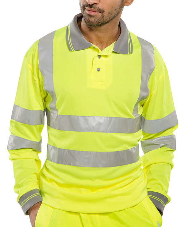 Hi Vis Long Sleeve Bird Eye Polo Shirt