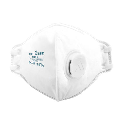 Portwest FFP3 Valved Dolomite Fold Flat Respirator (Pk20) White